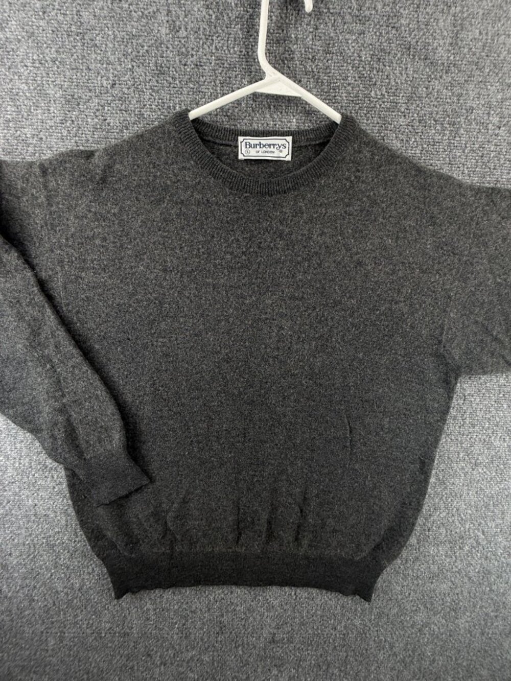 Burberry London Size 5 Gray Wool Angora Blend Crew Neck Sweater Men Knit Soft